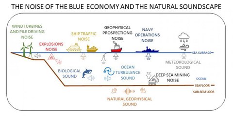 Der Lärm des Ozeans und der natürlichen Umgebung