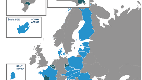 Europakarte, alle beteiligten Länder an der Ausschreibung