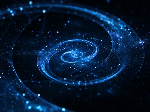 Auf dem Bild ist eine transparente blaue Spirale zu sehen.