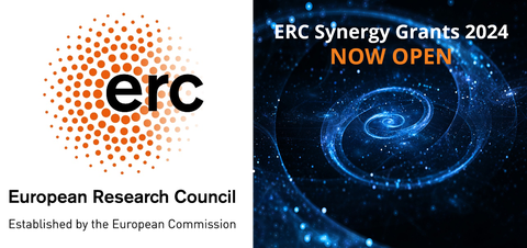 Auf dem Bild ist links das Logo vom European Research Council und rechts eine transparente blaue Spirale zu sehen. 