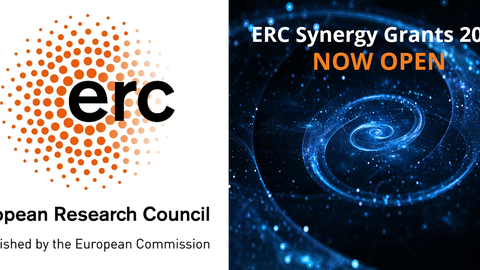 Auf dem Bild ist links das Logo vom European Research Council und rechts eine transparente blaue Spirale zu sehen. 