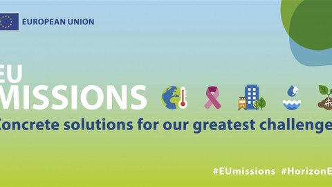 Text EU Missions concrete solution for our greatest challenge, EU Flagge