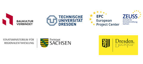 Logos der Stadt Dresden, TU Dresden, EPC, ZEUSS, SMR, Zentrum für Bautechnik