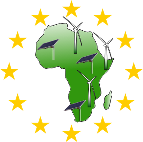 Kontinent Afrika in grün mit gelben EU-Sternen