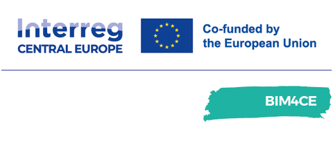 Logo für Projekt BIM4CE, Interreg Central Europe, cofunded by the European Union