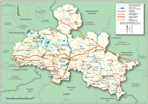 Übersicht über das Fördergebiet Interreg Polen-Sachsen