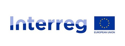 Schriftzug Interreg mit EU-Flagge und finanziert durch die Europäische Union