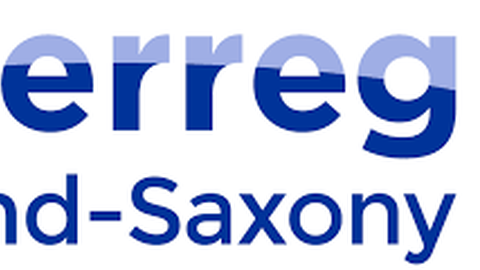 Logo mit Schriftzug Interreg Polen-Sachsen und EU-Flagge