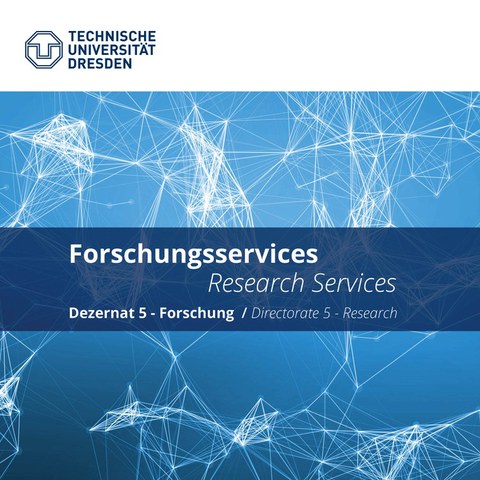 Graphic with interconnected lines and the inscription “Research Services Department 5 - Research”