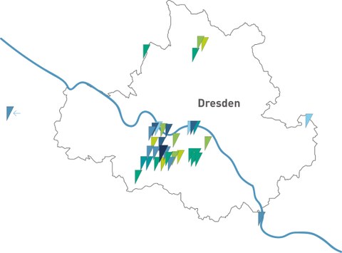 City map of Dresden with the DRESDENconcept partners