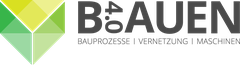 Logo des Bauen 4.0 Projekts mit Schriftzug "Bauen 4.0" und den Untertiteln Bauprozesse, Vernetzung und Maschinen