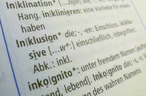 Inklusion im Fremdwörterbuch: Inklusion heißt u.a. Einschluss