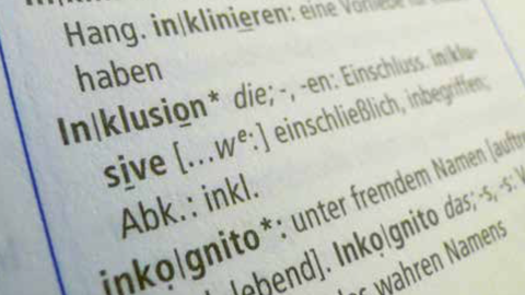 Inklusion im Fremdwörterbuch: Inklusion heißt u.a. Einschluss