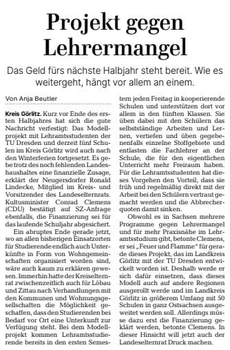Screenshot des Artikels "Projekt gegen Lehrermangel geht weiter – vorerst"