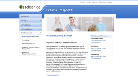 Webseite Praktikumsportal