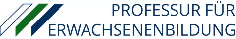 The logo shows the lettering "Chair of Adult Education" and on the left three stripes in the Saxon state colors white and green as well as in the blue of the TU Dresden.