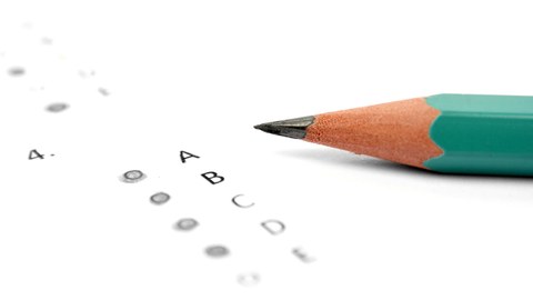 Das Foto zeigt einen Umfragebogen. Auf diesem liegt ein Bleistift.