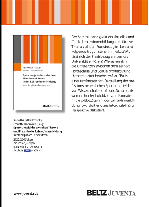Flyer zum Buch: Spannungsfelder zwischen Theorie und Praxis in der Lehrer/innenbildung: Interdisziplinäre Perspektiven