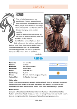 Themenseite Beauty von Serife zu Frisuren und Thema Reisen von David über Argentinien