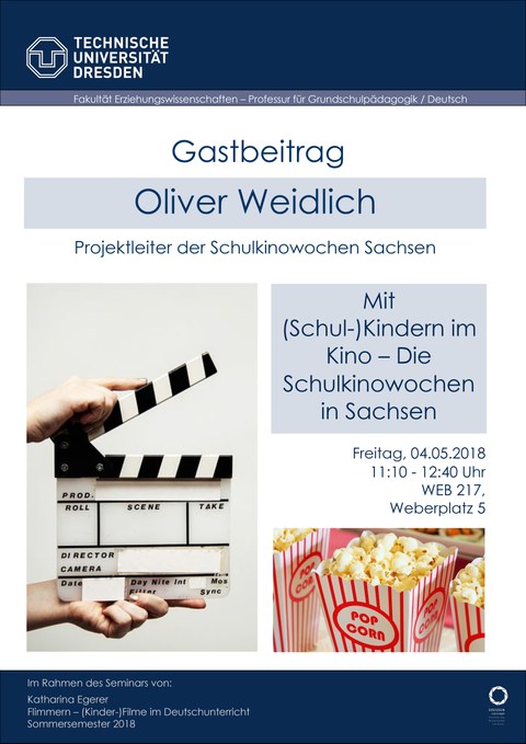 Auf dem Bild ist das Plakat zum Gastbeitrag von Oliver Weidlich sichtbar.