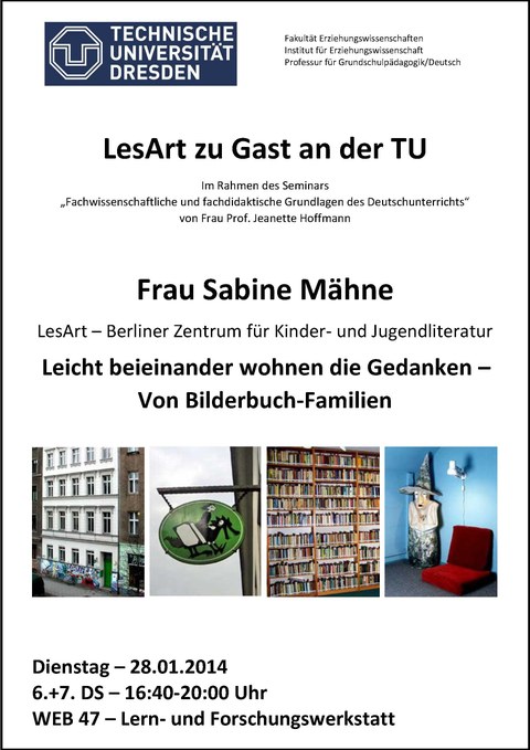 Auf dem Bild ist das Plakatfür den Gastvortrag von Sabine Mähne sichtbar.