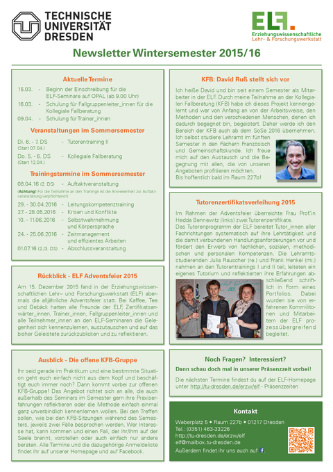 Newsletter Wintersemester 201516