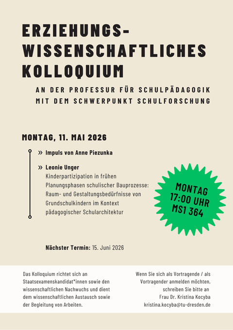 Erster Termin Forschungskolloquium SoSe26