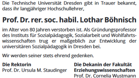 Traueranzeige Prof. Böhnisch