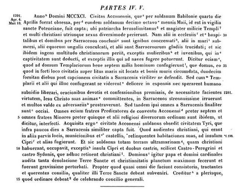 Bericht über den Fall von Akkon aus der Cronica S. Petri Erfordiensis