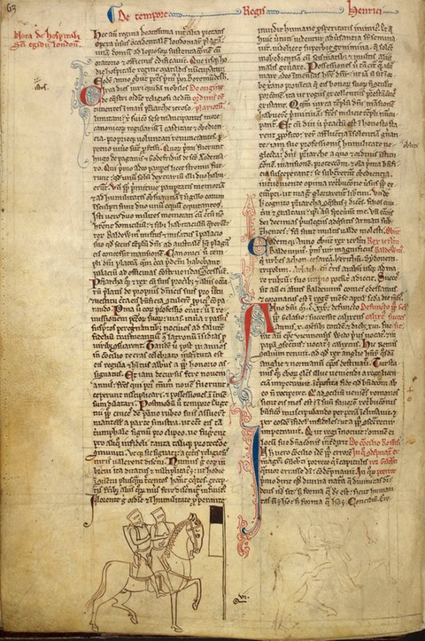 Die Gründung der Templer, Historia Anglorum des Matthäus von Paris, MS Royal 14 C. VII, f.42v