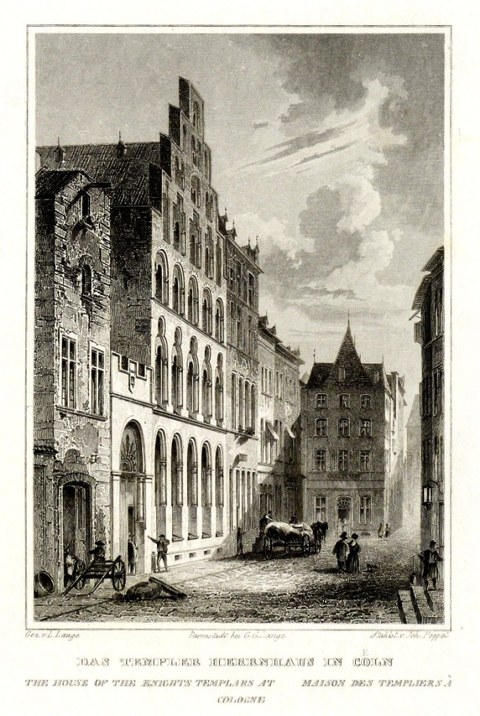 Das angebliches Templerhaus in Köln auf dem Stich des 19. Jahrhunderts
