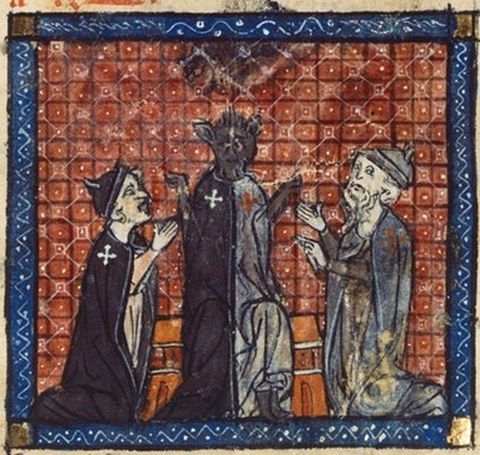 Johanniter und Templer mit Renart im Gewand beider Orden