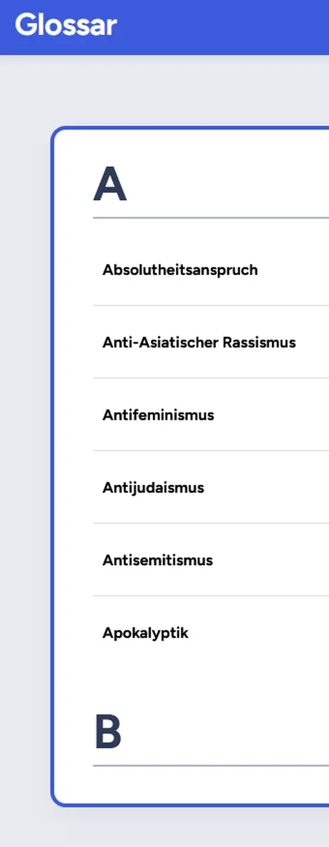 Glossar Screenshot