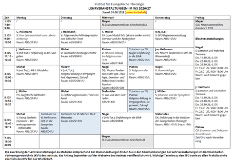 Screenshot Stundenplan 26/27