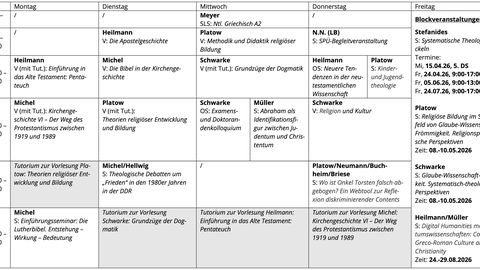 Bild eines Stundenplans