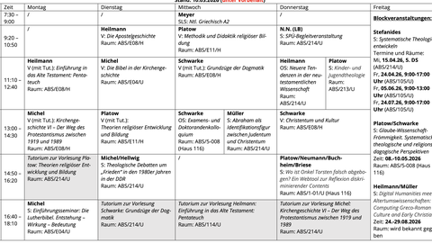 Bild eines Stundenplans