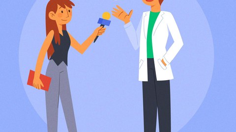 Journalistin interviewt Wissenschaftler