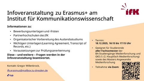 Erasmus Infoveranstaltung am 18.12.25