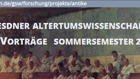 Header des Plakats zu den Dresdner Altertumswissenschaftlichen Vorträgen im Sommersemester 2019