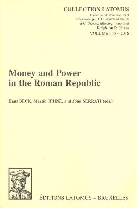 Buchcover zum Sammelband "Money and Power in the Roman Republic", Brüssel 2016.