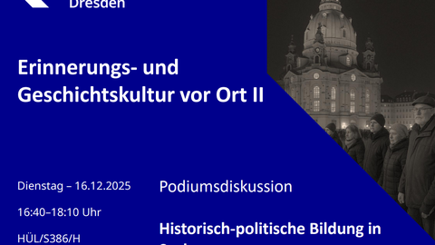 Das Bild zeigt das Plakat, welches für die Podiumsdiskussion wirbt, Datum, Zeit und Ort sind angegeben.