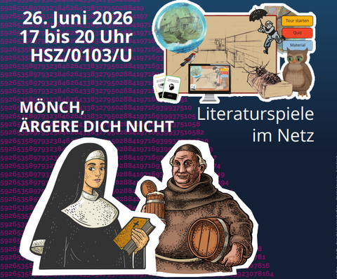 Auf dem Bild ist die Werbung für den Spielesalon der Professur für Geschichtsdidaktik im Rahmen der Langen Nacht der Wissenschaften abgebildet.