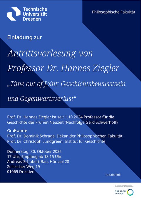Poster der Antrittsvorlesung von Prof. Hannes Ziegler