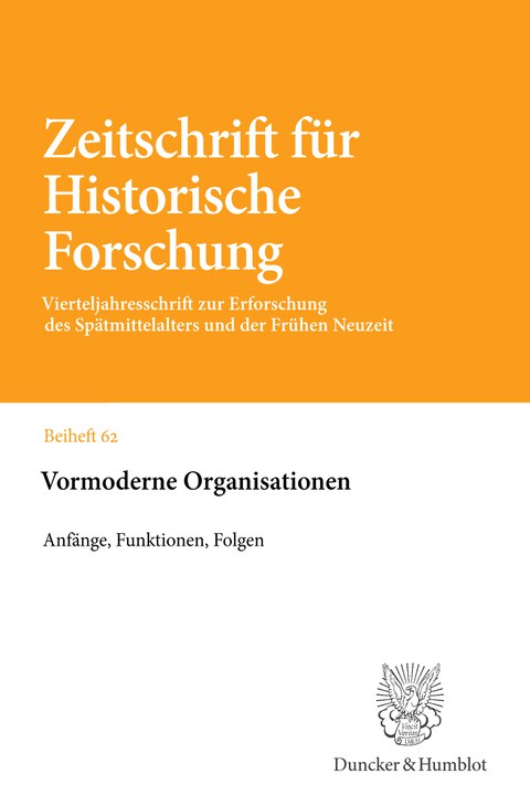 Das Bild zeigt das Cover des Bandes "Vormoderne Organisationen".