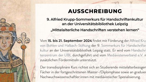 Plakatkopf mit Illustration aus einer mittelalterlichen Handschrift