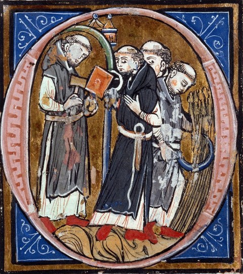 Miniatur von mittelalterlichen Mönchen