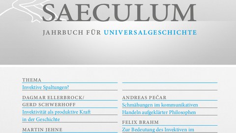 Frontcover Saeculum 70. Jahrgang 1. Halbband: Thema Invektive Spaltungen?