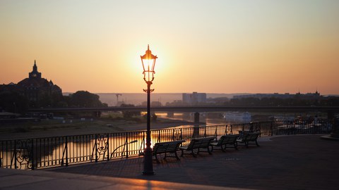 Sonnenuntergang auf der Brühlschen Terrasse