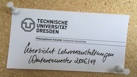 Schriftzug Übersicht Lehrveranstaltungen Wintersemester 2016/2017