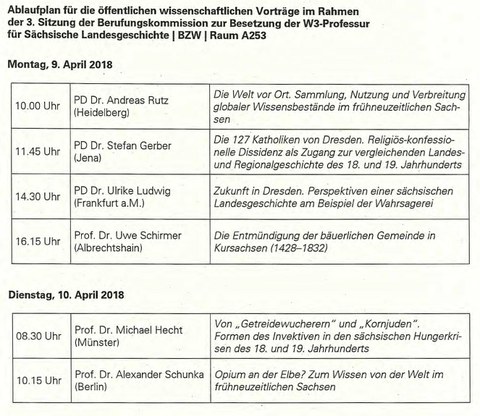 Vorträge Berufung Sächsische Landesgeschichte